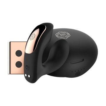 Rosy Gold – Tragbarer Vibrator mit luxuriösem Aufladeetui – Schwarz