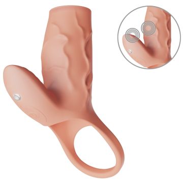 Realistixxx Penis Sleeve met Vibrerende Clitoris Stimulator RealSleeve Clit - 14 cm