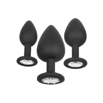 Silikon Buttplug Set mit Silbernem Stein