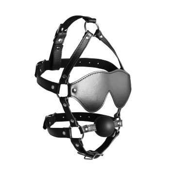 Kopfgeschirr mit Augenbinde und festem Ballknebel