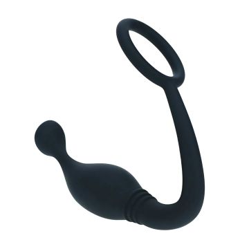 Silikon Penisring mit Prostatastimulator S - Schwarz