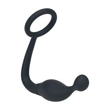 Silikon Penisring mit Prostatastimulator M - Schwarz