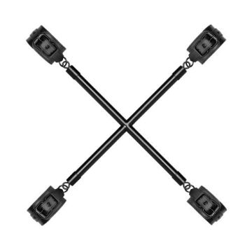 Hog Tie Cross Bar mit Fesseln - Schwarz