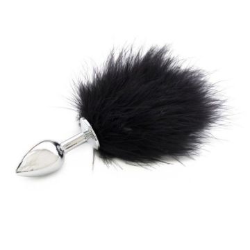 Buttplug aus Edelstahl mit Schwanz