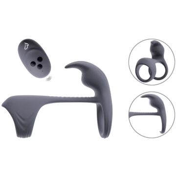 Vibrierender Penis- und Hodenring Vylor - Grau