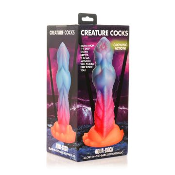 Monster Dildo Aqua Cock Glow-in-the-Dark