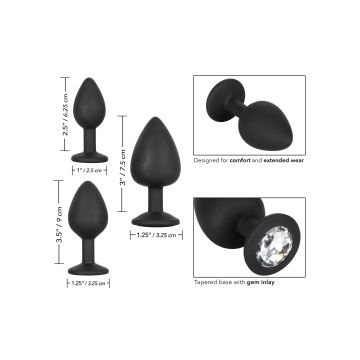 Silikon Buttplug Set mit Silbernem Stein