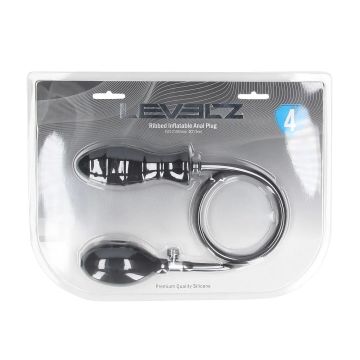 Aufblasbarer Buttplug Gerippt - Schwarz