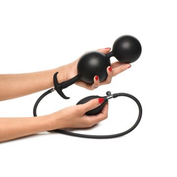 Aufblasbarer Silikon-Buttplug - Schwarz