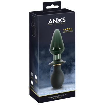 Anos Vibrations-Buttplug Glas und Silikon Double-ended - Schwarz