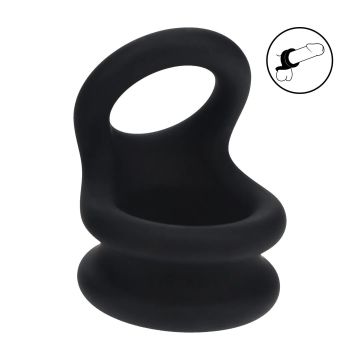 Breite Double O Silikon Penisring Schwarz - S