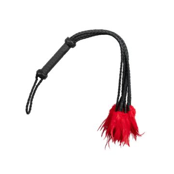 Leren Gevlochten Zweep met Veren Rimba Bondage Play