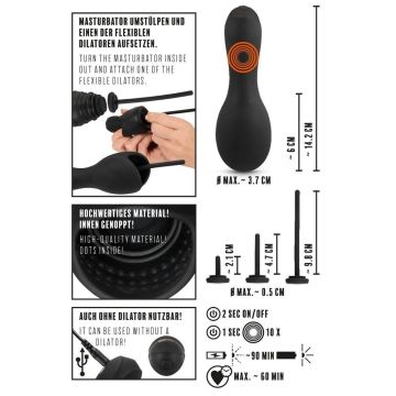 Vibrierender Masturbator mit 3 Dilatoren