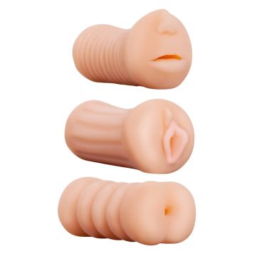 Set von 3 Masturbatoren mit Verschiedenen Öffnungen