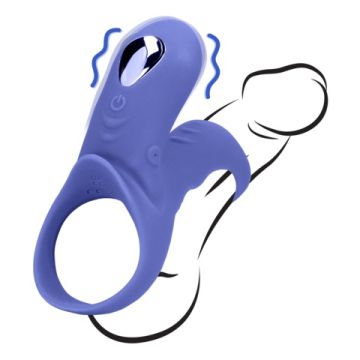 Vibrierender Cockring Mit Klitoris Stimulator - Blau