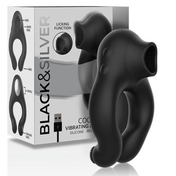 Vibrierender Cockring Mit 3 Motoren BLACK&SILVER