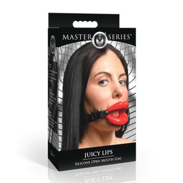 Master Series Silicone Open Mond Gag Juicy Lips - Rood
