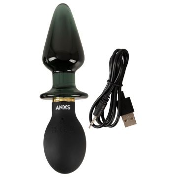 Anos Vibrations-Buttplug Glas und Silikon Double-ended - Schwarz