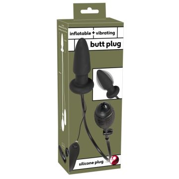 Aufblasbarer und Vibrierender Buttplug - Schwarz