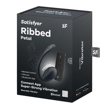 Satisfyer Geripptes Blütenblatt Connect App Vibrierendes Ei - Schwarz