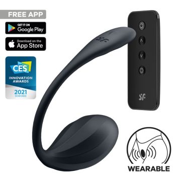Satisfyer Geripptes Blütenblatt Connect App Vibrierendes Ei - Schwarz