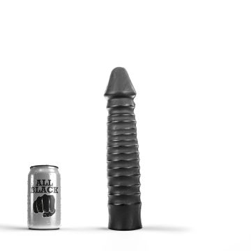 Großer Dildo Mit Geripptem Schaft - Schwarz