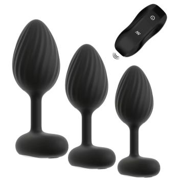 Vibrations-Buttplug-Set Schwarz - Anos