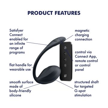 Satisfyer Geripptes Blütenblatt Connect App Vibrierendes Ei - Schwarz