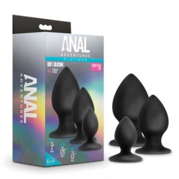 Anal Adventures Buttplug Set Platinum - Zwart