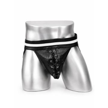 MisterMitch Leder Jockstrap - Schwarz/Weiß