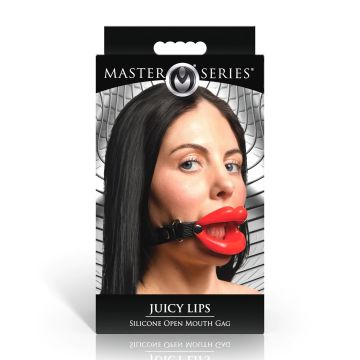 Master Series Silicone Open Mond Gag Juicy Lips - Rood