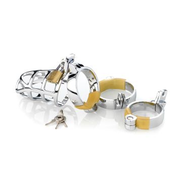 Metallen Peniskäfig mit drei Ringen