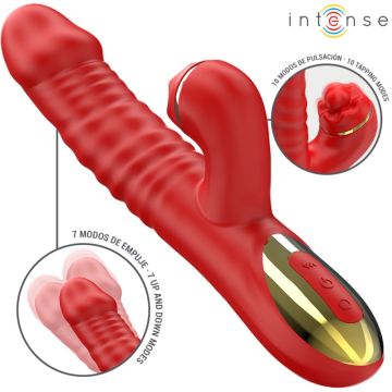 Intense Stotende en Pulserende Rabbit Vibrator Thalia - Rood
