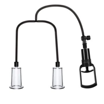 Essentials Handmatige Tepel- en Vaginapomp Passion Pump - Transparant/Zwart