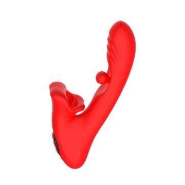 IntoYou Bijtende en Roterende Rabbit Vibrator met App Bediening - Rood