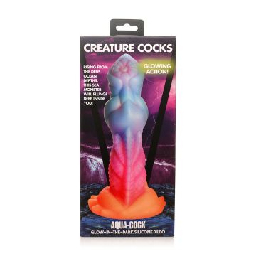 Monster Dildo Aqua Cock Glow-in-the-Dark