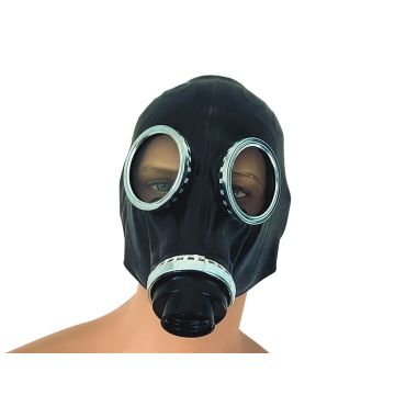 Volle Gummi-Gasmaske - Schwarz