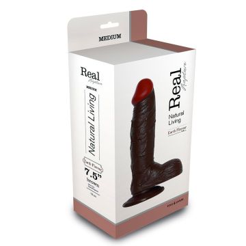 Realistischer Dildo Real Rapture Natural Living Earth Flavour - Dunkle Hautfarbe