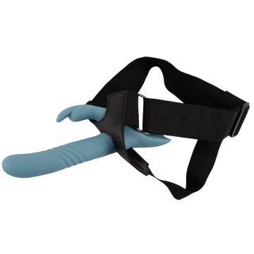 You2Toys Vibrerende en Stotende Strap-On Set met Afstandsbediening - Blauw