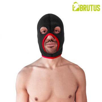BRUTUS Neopren Face Fucker Hood Schwarz / Rot