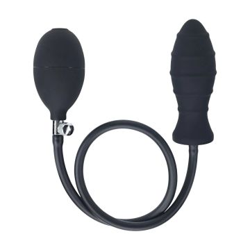 Aufblasbarer Buttplug Gerippt - Schwarz