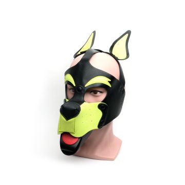 Puppy-Play-Maske 665 Leather - Schwarz/Gelb