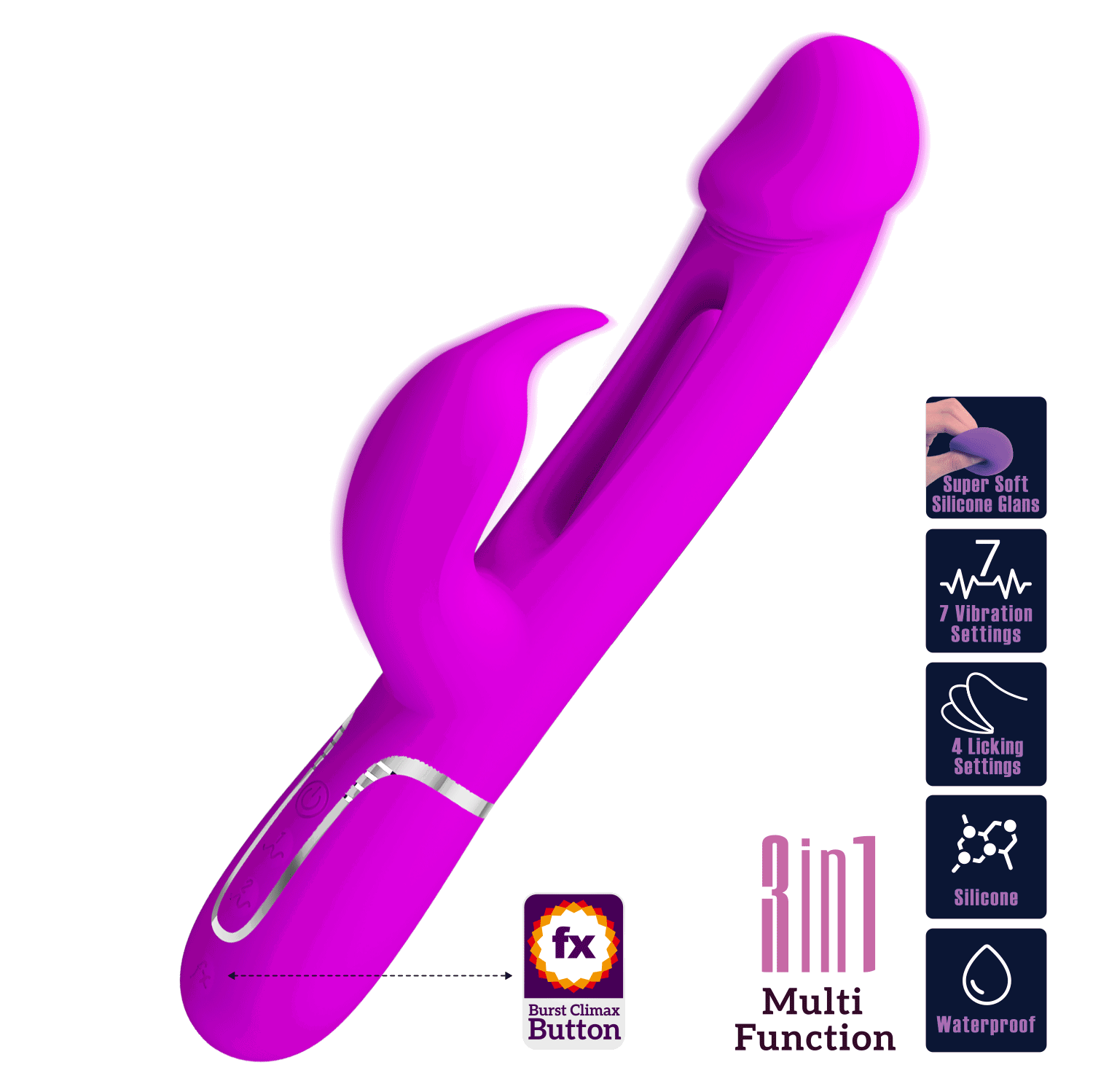 Rabbit Vibrator 3 in 1 Pretty Love - Kampas - Lila
