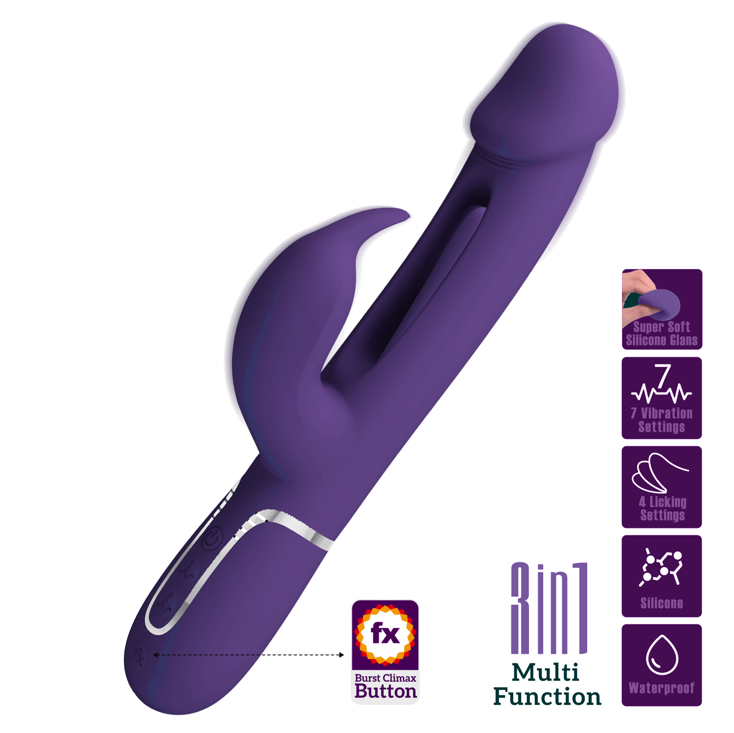 Rabbit 3-in-1 Vibrator Pretty Love Kampas - Paars
