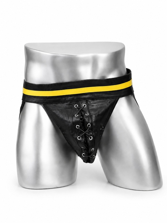 MisterMitch Leder Jockstrap - Schwarz/Gelb
